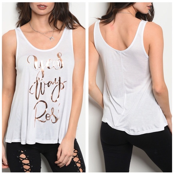 Yes Way Rosé White & Rose Gold Graphic Tank Top - Picture 3 of 3